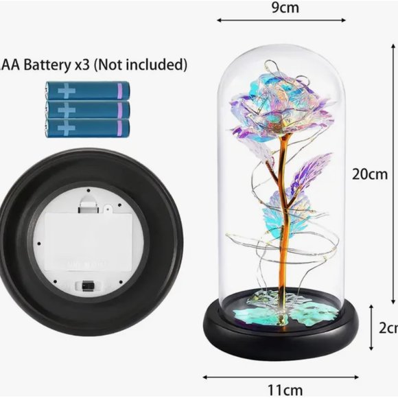 Beauty and the Beast Colorful Artificial Rose in Glass Dome Eternal Flower - Picture 2 of 3